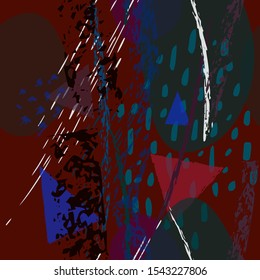 Collage Contemporary Vector Textures. Seamless Pattern. Artistic Crayon Modern Strokes Surface. Chalk Grunge Dirty Dry Distress Hand Drawn Pastel. Summer Bright Dry. Chaotic Triangle Shape Collage.