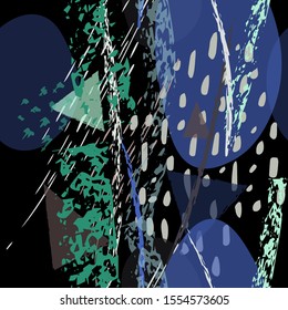Collage Contemporary Vector Textures. Seamless Pattern. Artistic Crayon Modern Strokes Surface. Chalk Grunge Dirty Dry Distress Hand Drawn Pastel. Summer Bright Dry. Chaotic Triangle Shape Collage.