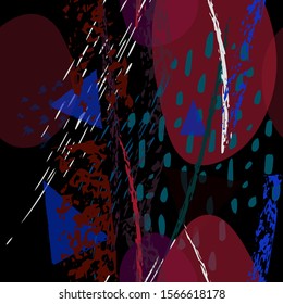 Collage Contemporary Vector Textures. Seamless Pattern. Artistic Crayon Modern Strokes Surface. Chalk Grunge Dirty Dry Distress Hand Drawn Pastel. Summer Bright Dry. Chaotic Triangle Shape Collage.