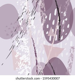 Collage Contemporary Vector Textures. Seamless Pattern. Artistic Crayon Modern Strokes Surface. Chalk Grunge Dirty Dry Distress Hand Drawn Pastel. Summer Bright Dry. Chaotic Triangle Shape Collage.