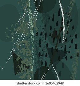 Collage Contemporary Vector Textures. Seamless Pattern. Artistic Crayon Modern Strokes Surface. Chalk Grunge Dirty Dry Distress Hand Drawn Pastel. Summer Bright Dry. Chaotic Triangle Shape Collage.
