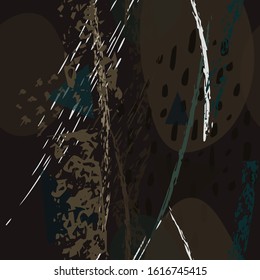 Collage Contemporary Vector Textures. Seamless Pattern. Artistic Crayon Modern Strokes Surface. Chalk Grunge Dirty Dry Distress Hand Drawn Pastel. Summer Bright Dry. Chaotic Triangle Shape Collage.