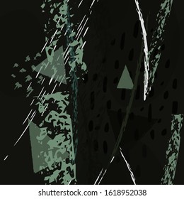 Collage Contemporary Vector Textures. Seamless Pattern. Artistic Crayon Modern Strokes Surface. Chalk Grunge Dirty Dry Distress Hand Drawn Pastel. Summer Bright Dry. Chaotic Triangle Shape Collage.