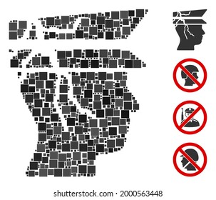 Collage Corrupted police officer icon organized from square elements in variable sizes and color hues. Vector square elements are organized into abstract collage corrupted police officer icon.