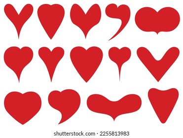 Collage de diferentes formas cardíacas aisladas en blanco