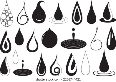 Collage de diferentes gotas líquidas aisladas en blanco