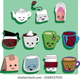 A collage of different mugs with different shapes and sizes of cups