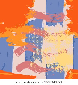 Collage of different textures. Abstract artistic seamless pattern with trendy hand drawn textures, spots. Modern