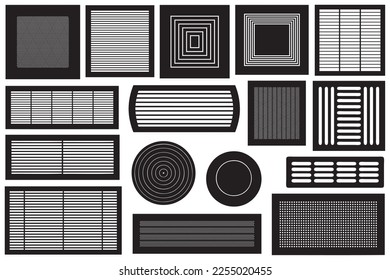 Collage of different ventilations grilles isolated on white