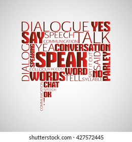 Collage of different words. Media concept. Vector lettering