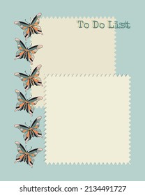 Collage To do list , planner note-taking planner, butterfly contour, ideas, plans, reminders.