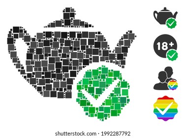Collage Para maniquíes sólo icono construido a partir de elementos cuadrados de diferentes tamaños y colores. Las partes cuadradas vectoriales se unen en un collage abstracto para un icono de sólo maniquíes. Se agregan iconos de bonificación.