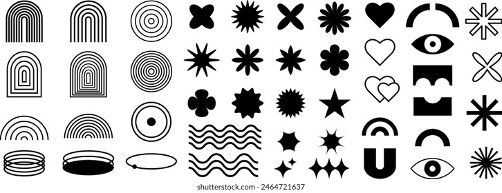 Collage elements. Set of abstract shapes. Vector illustration in y2k style	
