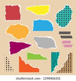 collage elements, torn colored paper
