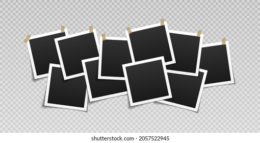 Collage of empty photo frames. Realistic vector mockups. Template for design. Vector illustration.