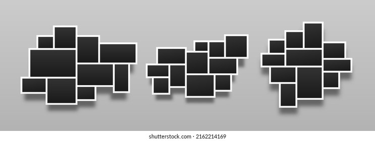 Collage of empty photo frames. Realistic vector mockups. Template for design. Vector illustration.