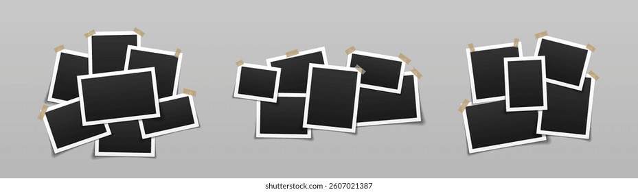 Collage of empty photo frames. Realistic vector mockups. Template for design. Vector illustration.