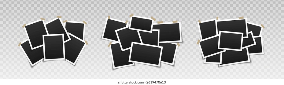 Collage of empty photo frames. Realistic vector mockups. Template for design. Vector illustration.