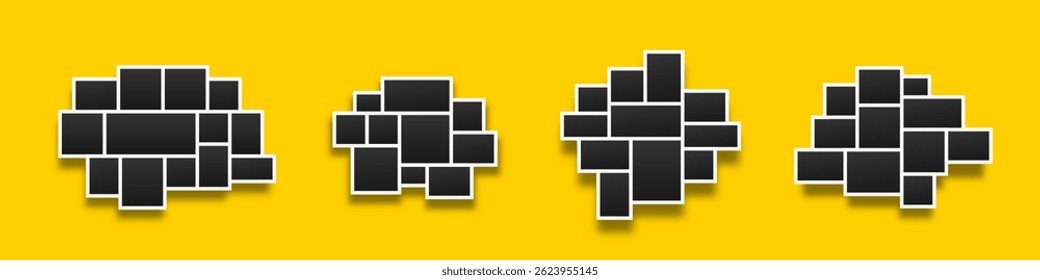 Collage of empty photo frames. Realistic vector mockups. Template for design. Vector illustration.