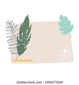 Collage de forma floral y abstracta, pegatina, elemento de diseño, planta, hojas, dibujado a mano en estilo doodle moderno. Ilustraciones vectoriales para papel, cubierta, tela, decoración interior. los elementos están aislados