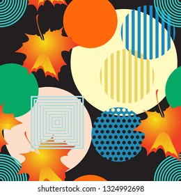 Collage flower seamless pattern. Modern floral exotic illustration in vector. Multi-colored geometric background. Template, backdrop, wrapping paper, wallpaper, textiles.
