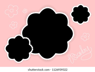 Collage flowers photo frames template for child or baby. Vector illustration