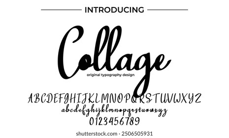 Collage Font Pincel elegante pintado con letras mayúsculas de Vector, alfabeto, tipografía