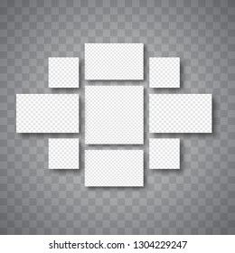 Collage frames for photo isolated on transparent background. Vector template 
