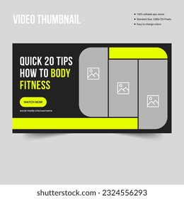 Collage geometric grow fitness youtube thumbnail banner template design, fully editable vector eps 10 file formate 