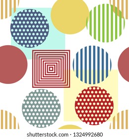 Collage geometrical seamless pattern. Modern exotic illustration in vector. Multi-colored geometric background. Template, backdrop, wrapping paper, wallpaper, textiles.