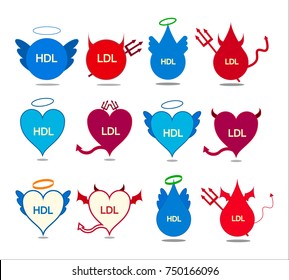 Collage Of Good And Bad Cholesterol Icon. Illustration Vector. Eps 10.