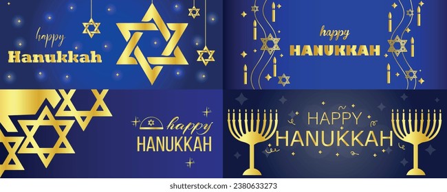 Collage of greeting banners for Hanukkah celebration  