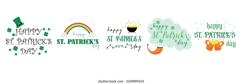 Collage of greeting cards for Happy St. Patrick's Day on white b