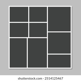 Collage-Rastereffekt-Fotorahmenvorlage, Vektorfotorrahmen-Abbildung, 