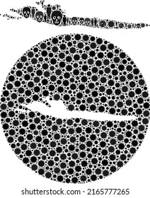 Collage Hvar Island map composed of SARS virus elements and population and skeleton elements. Sick virus Hvar Island map collage created with sphere and hole.