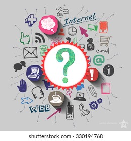 collage with icons background. Vector illustration