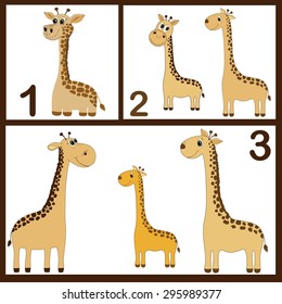Collage illustrations with cute giraffes in vector