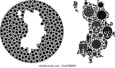 Collage Koh Tao map composed of flu virus items and population and mortal items. Infection virus Koh Tao map collage composed with circle and hole. Collages are designed for doctor promotion.