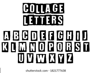 alfabeto de letras de collage, ilustración vectorial