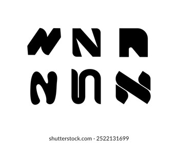 Logotipo da colagem do último vetor de monograma N