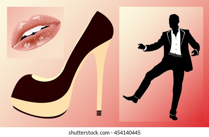 Collage with a man with a Shoe and sponges
