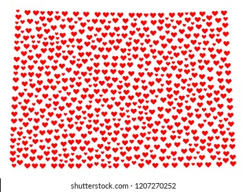 Collage map of Colorado State designed with red love hearts. Vector lovely geographic abstraction of map of Colorado State with red romantic symbols. Romantic design for relations projects.