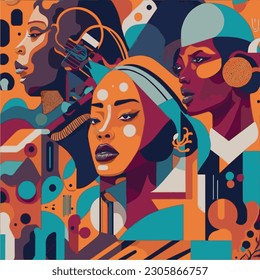 Collage of men and women of diverse culture. Diversity multi-ethnic and multiracial people. Abstract concept of racial equality and anti-racism. Multicultural society. Vector Illustration svg