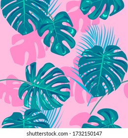 Collage moderne, floralnahtlose Muster. Tropisch exotische Dschungelfrüchte und Pflanzen Illustration in Vektor.