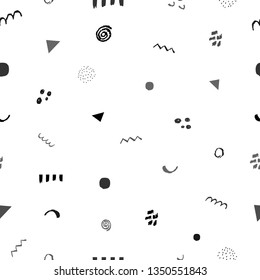 Collage modern geometric seamless pattern. Modern abstract illustration with hand drawn texture in vector.
