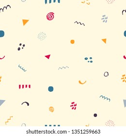 Collage modern geometric seamless pattern. Modern abstract illustration with hand drawn texture in vector.