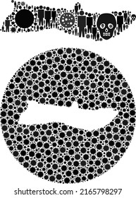 Collage Molokai Island map composed of flu virus items and population and skeleton icons. Evil virus Molokai Island map collage designed with sphere and carved shape.