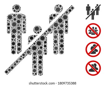 Collage no men group composed of flu virus icons in variable sizes and color hues. Vector viral icons are grouped into abstract collage no men group icon. Some bonus icons are added.