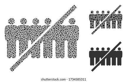 Collage No people line icon composed of uneven elements in random sizes, positions and proportions. Vector unequal elements are united into abstract collage no people line icon.