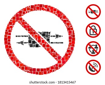 Collage No VPN icon designed from square items in various sizes and color hues. Vector square items are composed into abstract collage no VPN icon. Bonus pictograms are placed.